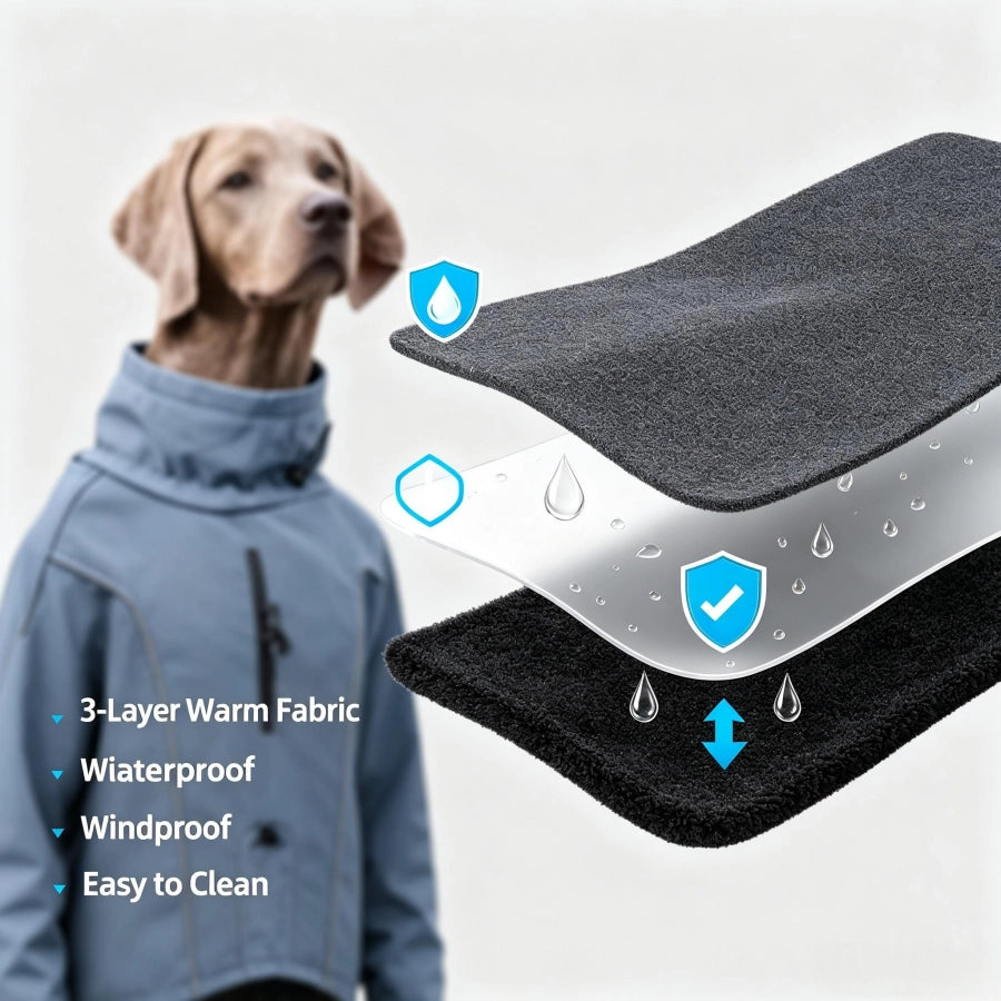 PD10062 Waterproof Windproof Polyester Dog Winter Coat Adjustable Outdoor Jacket For Large Dogs